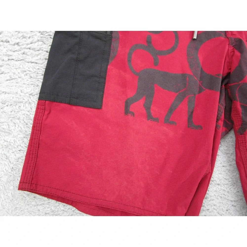 Former Dane Reynolds Board Shorts Mens 34 Red Monkey Print Swim Trunks Ripstop